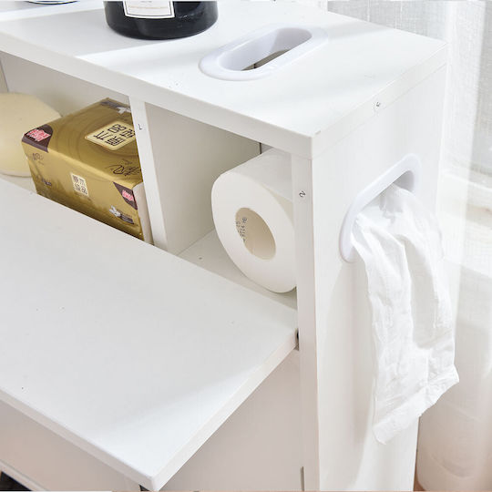Bakaji Floor Bathroom Shelf Wooden 52x17x67cm White