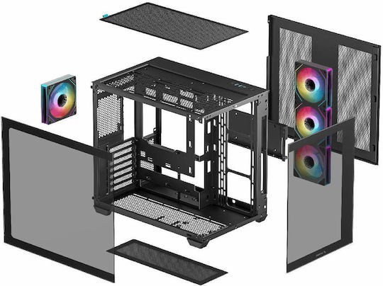 Deepcool CG530 4F Gaming Midi Tower Computer Case with Side Window and ARGB Lighting Black