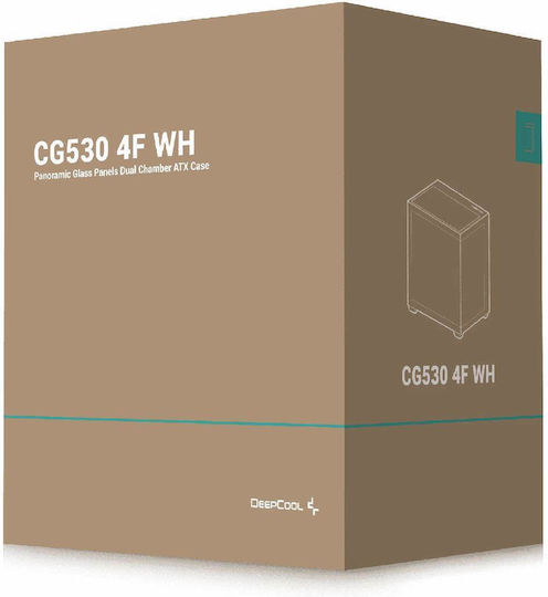 Deepcool CG530 4F Гейминг Midi Tower Компютърна кутия със страничен прозорец и ARGB осветление Бял