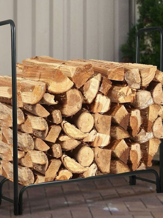 Bakaji Μεταλλικό Ράφι Αποθήκευσης Ξύλων 120x35x120cm Μαύρο