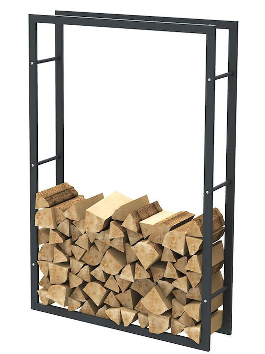 Bakaji Μεταλλικό Ράφι Αποθήκευσης Ξύλων 150x25x100cm Μαύρο