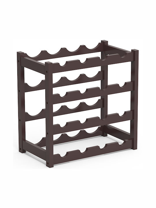 Bakaji Free Standing Wooden Wine Cabinet for 16 Bottles Brown 43x25x43cm