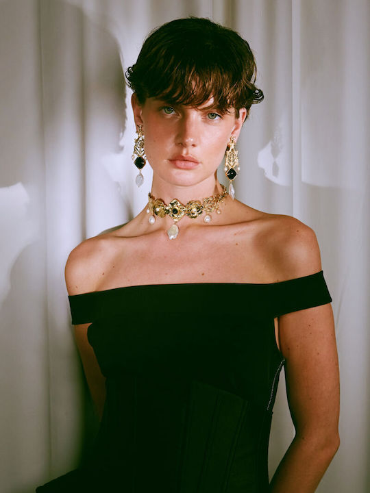 Desperate Design Jimena Earrings made of Silver Gold Plated with Stones & Pearls