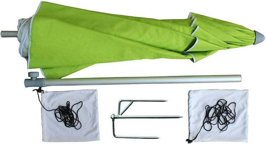 Bakaji Folding Beach Umbrella Aluminum Diameter 2.1m with Air Vent Green