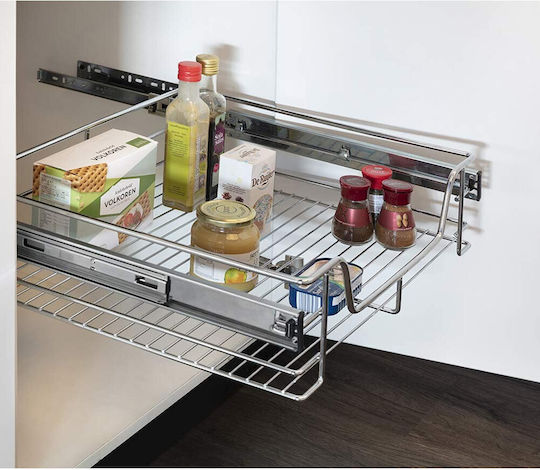 Bakaji Telescopic Kitchen Drawer 60cm Basket Shelf Pull-Out Space-Saving Steel 02832647