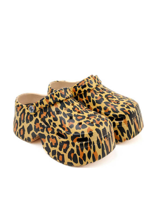 Leoparden-Clogs mit dicker Sohle und Tiermuster