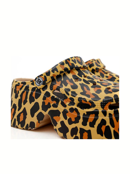 Leoparden-Clogs mit dicker Sohle und Tiermuster