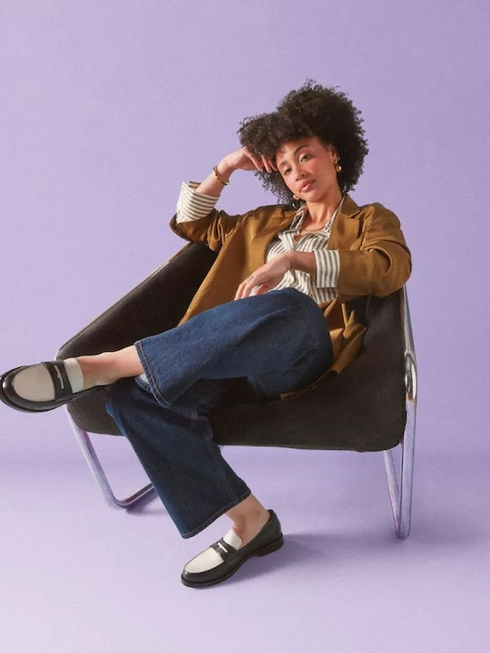 Edge Penny Δερμάτινα Γυναικεία Loafers σε Μαύρο Χρώμα