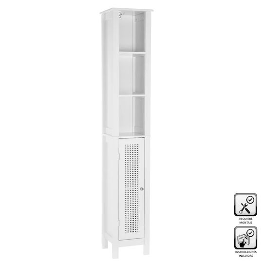 Bakaji Badezimmersäule Wandhängeschrank H30xB28xH170cm Weiß