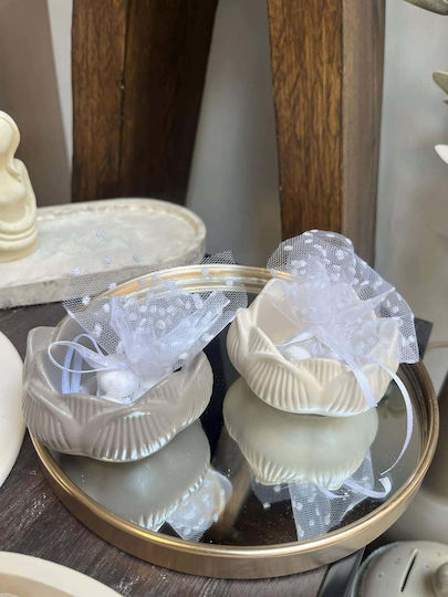 Suport pentru lumânare din ceramică în formă de floare pentru mărturii de nuntă