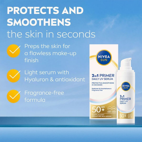 Nivea 2in1 Primer Αντηλιακό Serum Προσώπου SPF50+ 30ml