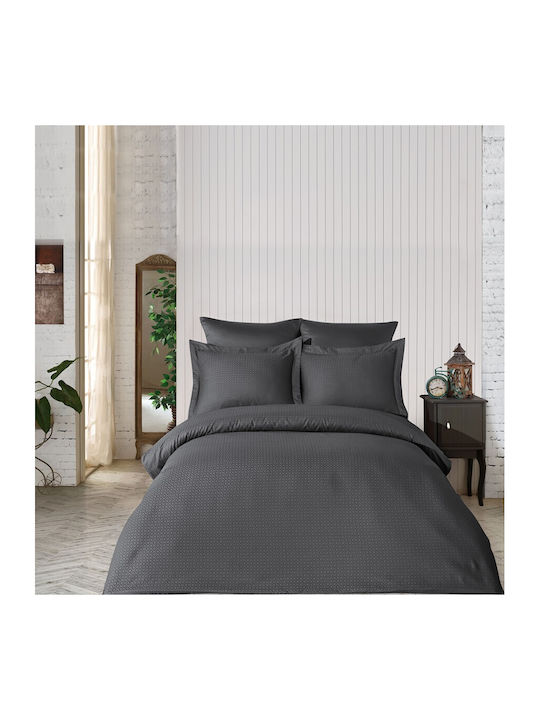 Şaheser Set Husă de Pilotă Dublă cu 2 Fețe de Pernă & 1 Cearsaf 200x220 Anthracite Gray