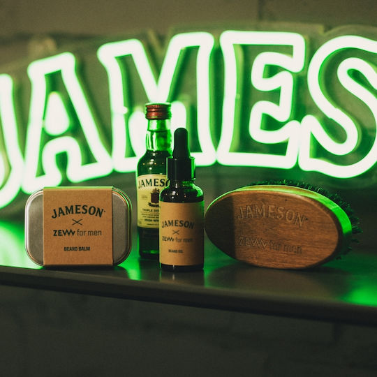 Σετ Λάδι Βάλσαμο & Βούρτσα Γενειάδας Zew Men X Jameson Beard Set