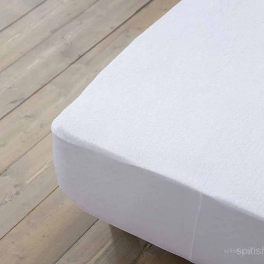 Nima Protective Cover Semi-double with Skirt Terry White 120x200+30cm