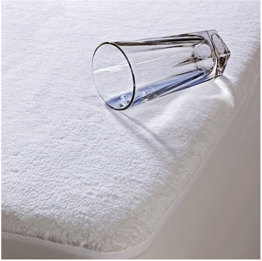 Cotton Linen Προστατευτικό Επίστρωμα Ημίδιπλο Αδιάβροχο με Λάστιχα Λευκό 120x200εκ.
