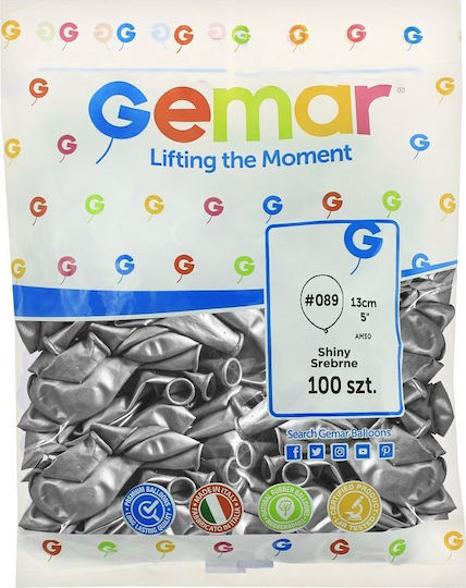 Gemar Хром сребърни балони Ab50 13 см 100 бр
