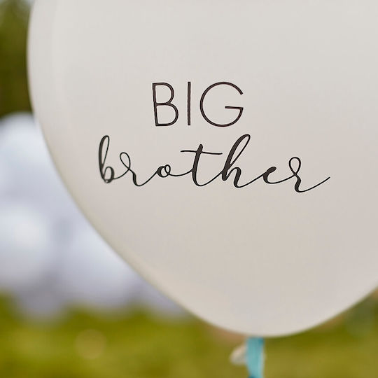18" Big Brother Λευκό Μπαλόνι Μπλε Φούντες