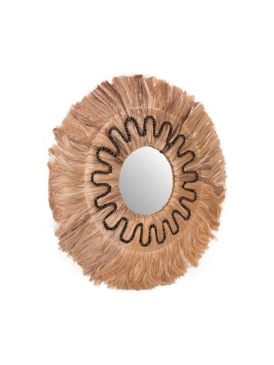 HomeMarkt Καθρέπτης Τοίχου με Καφέ Πλαίσιο Διαμέτρου 90cm