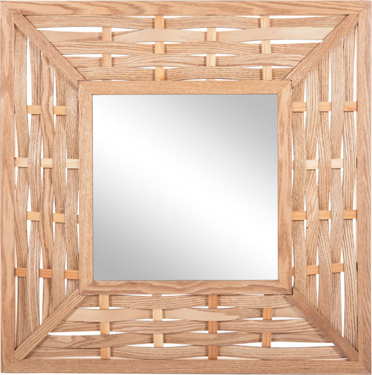 HomeMarkt Wandspiegel mit Beige Hölzernes Rahmen 71x71cm 1Stück
