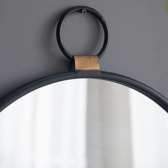 Artekko Oglindă de Perete cu Negru Ramă din Metalic Diametru 50cm 1buc