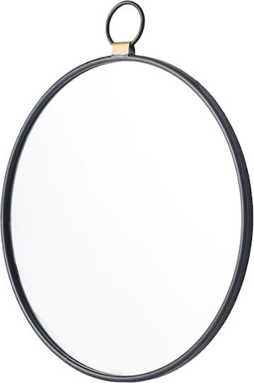 Artekko Oglindă de Perete cu Negru Ramă din Metalic Diametru 50cm 1buc