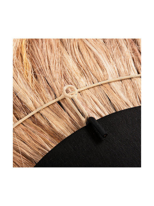 HomeMarkt Wandspiegel mit Braun Rattan Rahmen Durchmesser 100cm 1Stück