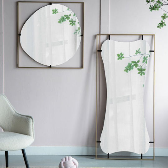 Artekko Irregular Wall Mirror with Gold Metallic Frame 81x81cm 1pcs