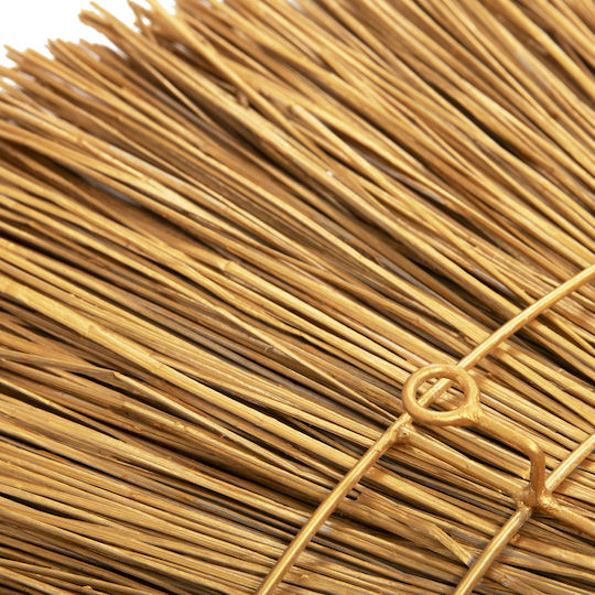 HomeMarkt Καθρέπτης Τοίχου Από Mendong και Abaca με Χρυσό Rattan Πλαίσιο Διαμέτρου 105cm