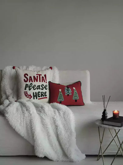Nef-Nef Homeware Коледна Декоративна Възглавница Please Квадрат Бял 45x45cm