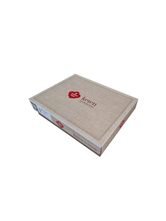 Cottonbox Față de masă Din Bumbac cu Broderie Set 8buc Gray Pear 172x240cm