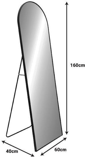 Inart Lorens Boden- oder Standspiegel mit Ovaler Form und Goldenem Aluminiumrahmen 150x46cm