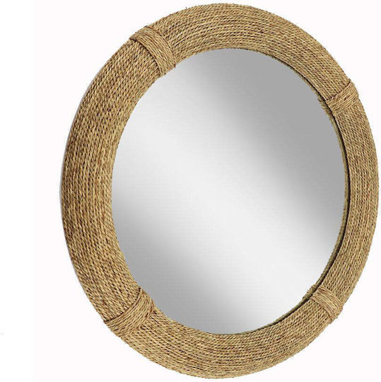 Liberta Voyage Wandspiegel mit Beige Hölzernes Rahmen Durchmesser 80cm 1Stück