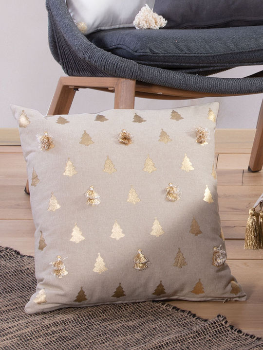 Nef-Nef Homeware Weihnachtsdekoratives Kissen Chiara Platz White 30x30cm Baum