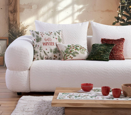 Nef-Nef Homeware Christmas Decorative Pillow Hello Winter Square Multicolour 45x45cm