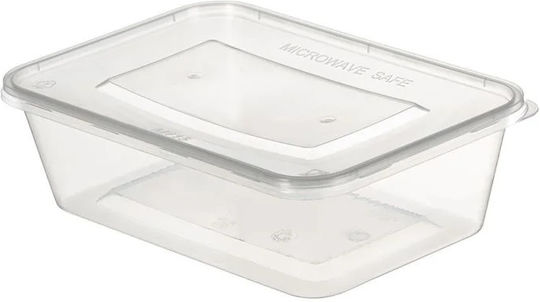 Food Container M W PP 500ml 17.3x12xh4cm Transparent Flat Lid Pack of 50pcs Tefaco 005549