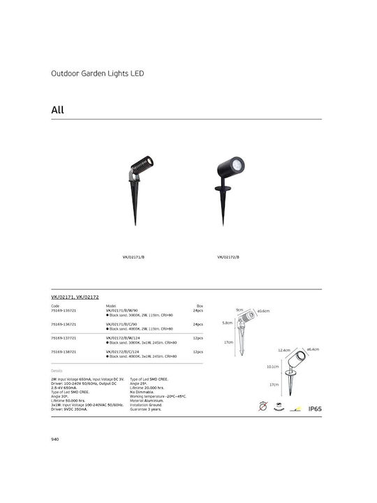 VK Lighting Wasserdichte LED-Leuchte Eingesteckt 75169-135721