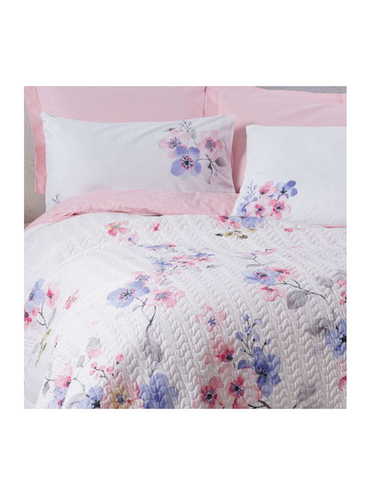 Cottonbox Set Husă de Pilotă Bumbac Dublă cu 2 Fețe de Pernă & 1 Cearsaf 200x220 Roz