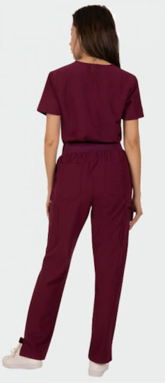 bwell Femei Set Pantaloni și Bluza Medicală Burgundy