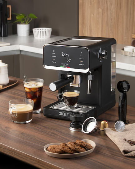 Izzy IZ-6017 Automatic Espresso Machine 1000W Pressure 20bar Black