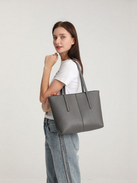 Leather Women's Bag Tote Handbag Gray