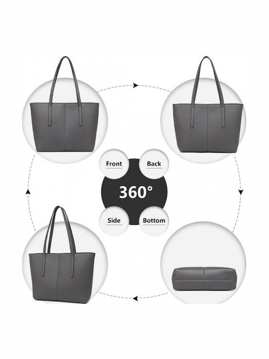 Leather Women's Bag Tote Handbag Gray