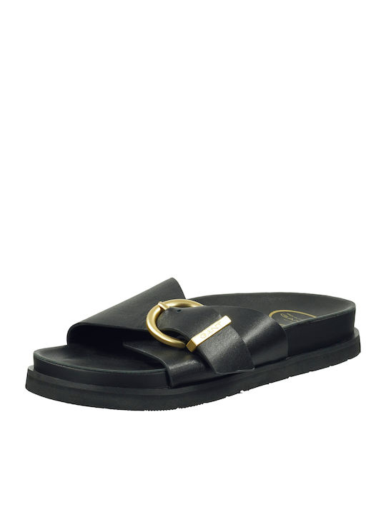 Mardale Leder Flache Sandalen für Damen in Schwarz Farbe