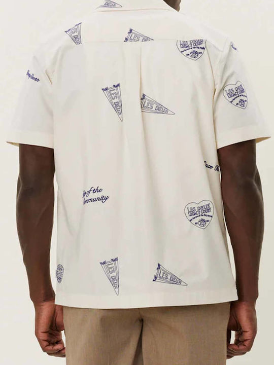 Les Deux Baumwolle Hemd Ivory/blueprint