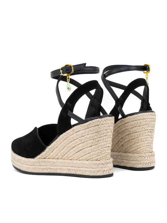 Damenplattformen im Espadrilles-Stil Schwarz