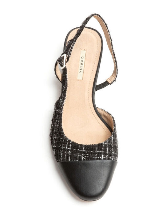 Synthetic Leather Black Heels with Strap
