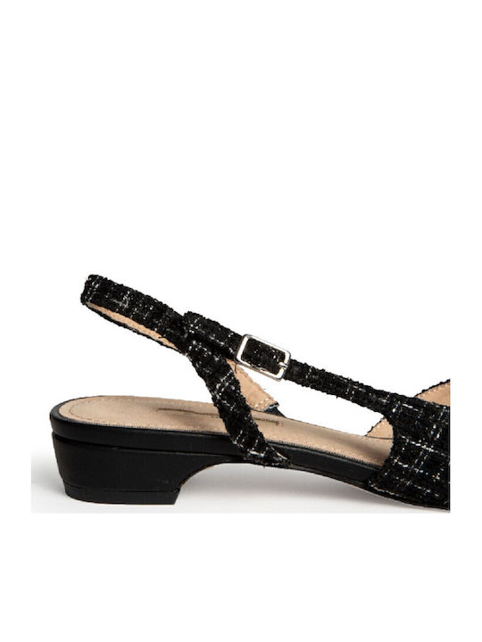 Synthetic Leather Black Heels with Strap