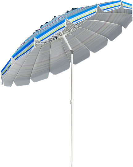 Costway Umbrelă Pliabilă De Plajă Diametru 2.43m Albastru Deschis