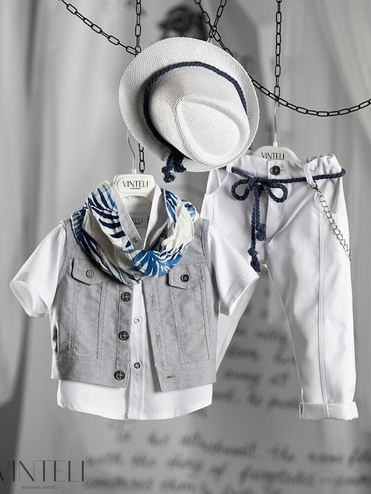 Vinteli Vinteli Baptism Suit with Vest for Boys Gray
