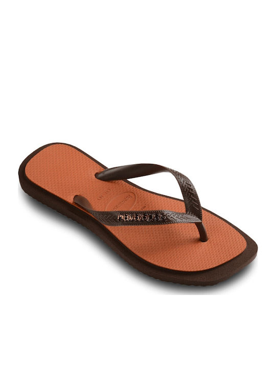 Top Square Women's Flip Flops Brown