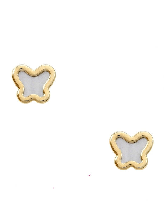 Precious Butterfly Earrings Gold K9 Mother of Pearl Er-4888 White Gold